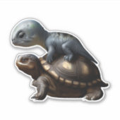 カメの上の恐竜 コピー シール (正面)