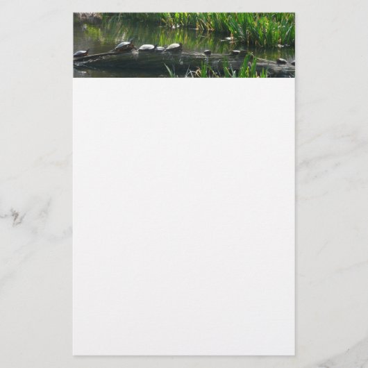 カメの列 緑豊かな自然の写真 便箋 (正面)