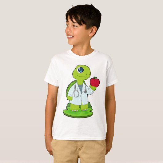 カメの医者聴診器 Tシャツ (正面フル)