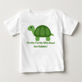 カメの子供用Tシャツ ウサギに勝った! ベビーTシャツ (正面)