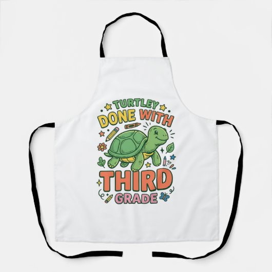 カメの学校を卒業!Turtle School Shirt_ エプロン (正面)