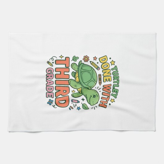 カメの学校を卒業！Turtle School Shirt_ キッチンタオル (横)