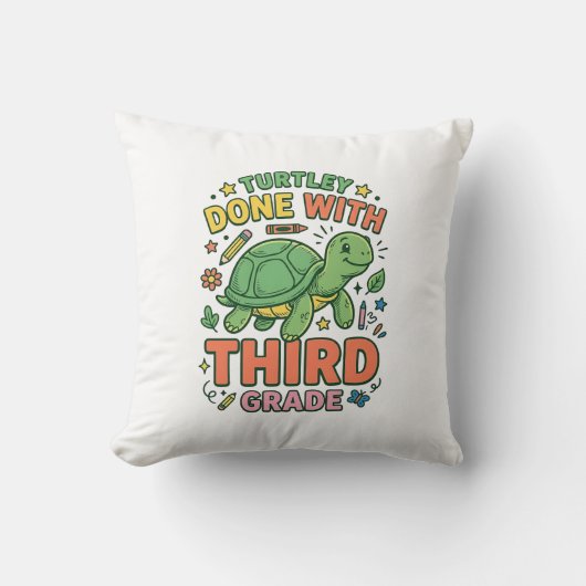 カメの学校を卒業！Turtle School Shirt_ クッション (正面)