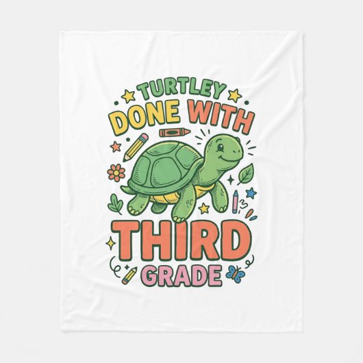 カメの学校を卒業!Turtle School Shirt_ フリースブランケット (正面)