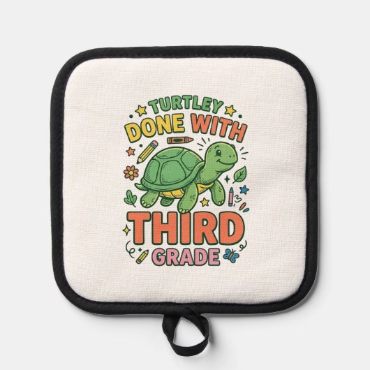 カメの学校を卒業！Turtle School Shirt_ 鍋敷き (正面)