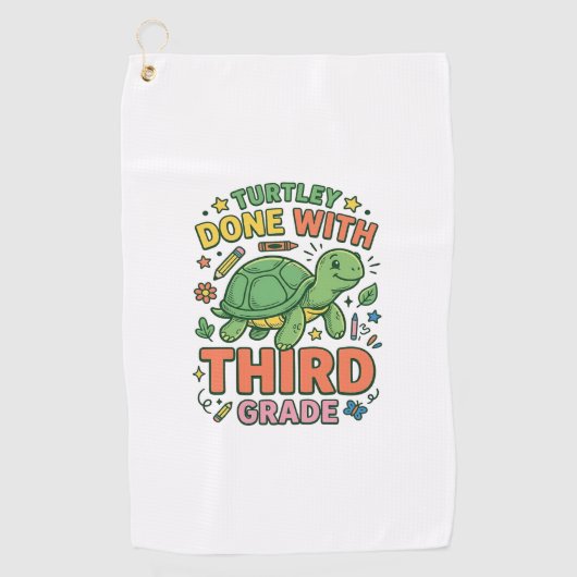 カメの学校Tシャツで3年生を修了 ゴルフタオル (正面)