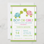 カメの性はベビーシャワーInivtationを明らかにします 招待状 (正面)