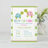 カメの性はベビーシャワーInivtationを明らかにします 招待状 (スタンド正面)