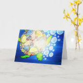 カメの曼荼羅の挨拶状 カード (黄色い花)