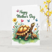 カメの母の日アートカード カード (黄色い花)