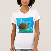 カメの水中女性Tシャツ Tシャツ (正面)
