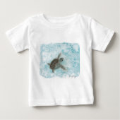 カメの水彩画の絵画 ベビーTシャツ (正面)