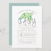 カメの水彩 |水中競技のベビーシャワー 招待状 (正面/裏面)