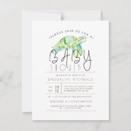 カメの水彩 |水中競技のベビーシャワー 招待状