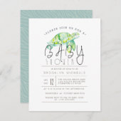 カメの水彩 |水中競技のベビーシャワー 招待状 (正面/裏面)