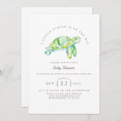 カメの水彩 |海ライフ赤ちゃんシャワー 招待状 (正面/裏面)