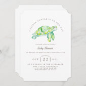 カメの水彩 |海ライフ赤ちゃんシャワー 招待状 (正面/裏面)