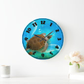 カメの水泳の時計 ラージ壁時計 (ホーム)