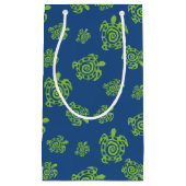 カメの緑および青のパーティーの物 スモールペーパーバッグ (正面)