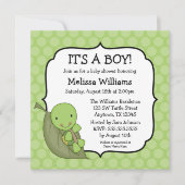 カメの緑の点のベビーシャワー招待状 招待状 (正面)