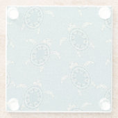 カメの背景 ガラスコースター (裏面)