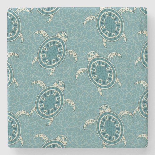 カメの背景 ストーンコースター (正面)