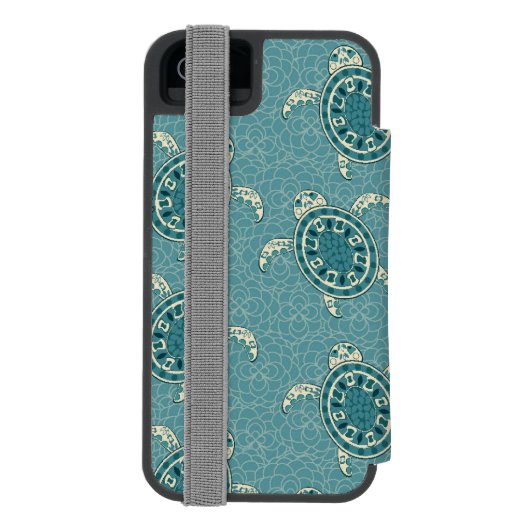 カメの背景 INCIPIO iPhoneウォレットケース (フォリオ裏面)