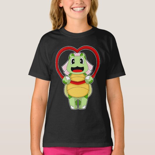 カメの花嫁　ハートのウェディング Tシャツ (正面)