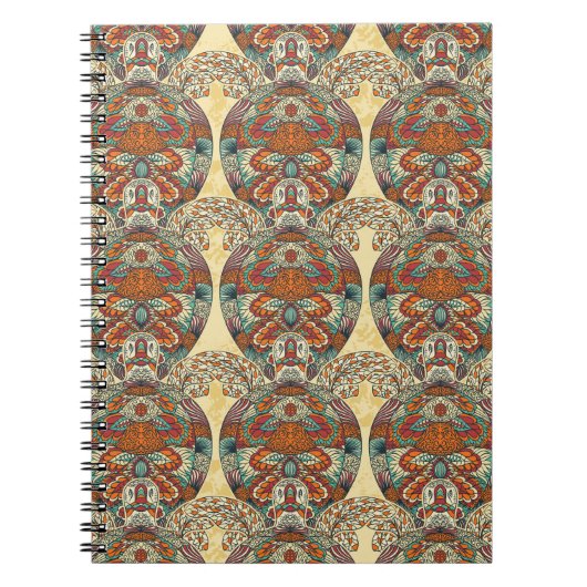 カメの花柄パターン ノートブック (正面)