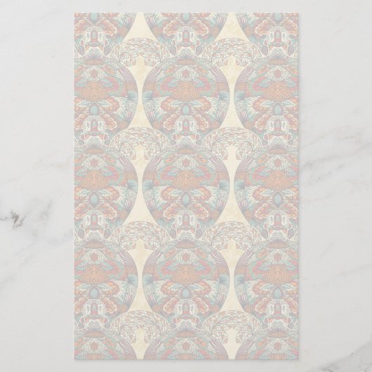 カメの花柄パターン 便箋 (正面)