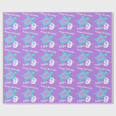 カメの芸術の年齢および名前の第9誕生日の覆い ラッピングペーパー (フラット)