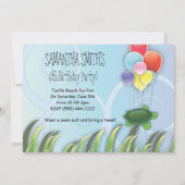 カメの誕生日の招待状 招待状 (正面)