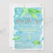 カメの誕生日招待状 招待状 (正面)