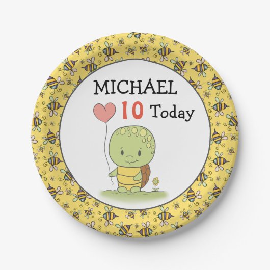 カメの誕生日 ペーパープレート (正面)