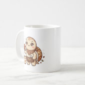 カメの豆スプーンマグイラスト コーヒーマグカップ (正面左)
