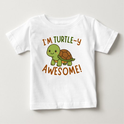 カメの赤ちゃん用ボディスーツ ベビーTシャツ (正面)