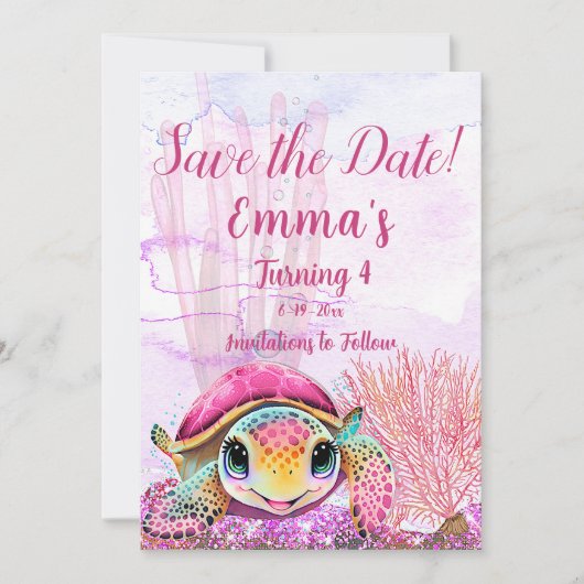 カメの4歳の誕生日、海の中 セーブザデート (正面)