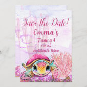 カメの4歳の誕生日、海の中 セーブザデート (正面/裏面)