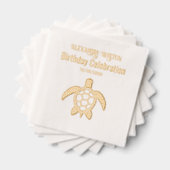 カメの5歳誕生日パーティー 名称 日付 箔ナプキン (インサイチュ (積み重ね))