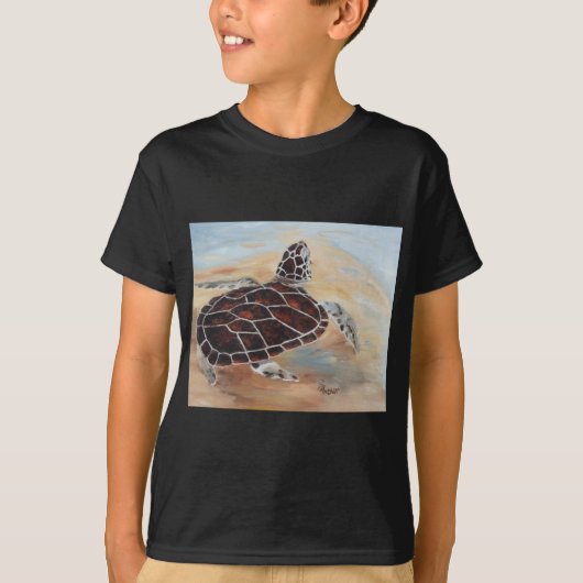 カメのTシャツの上の頭部 Tシャツ (正面)