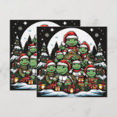 カメはクリスマスのプレゼントに満足している シーズンカード (正面/裏面)