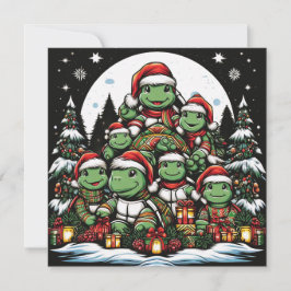 カメはクリスマスのプレゼントに満足している シーズンカード