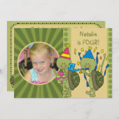 カメは子供の誕生日をカスタマイズ 招待状 (正面/裏面)