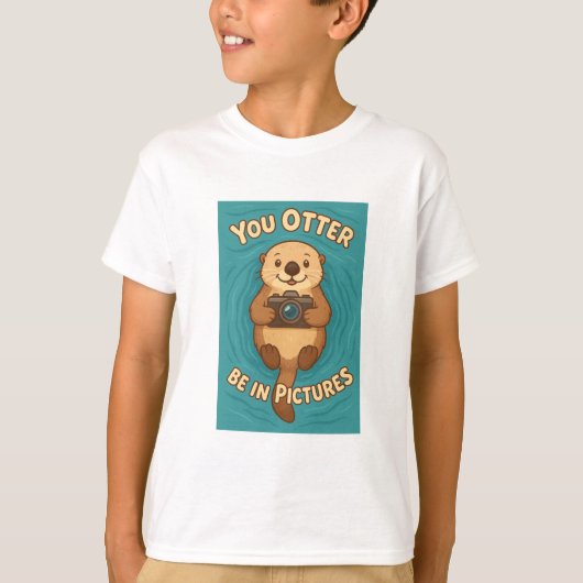 カメを愛するラッコ – カメラ好きなラッコ Tシャツ (正面)
