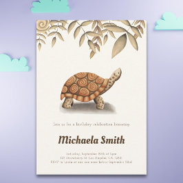 カメエレガントセピア茶色誕生日 招待状