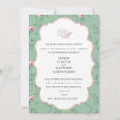 カメオグリーンとゴッサマー ピンクのリハーサルディナー 招待状 (正面)