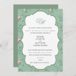 カメオグリーンとバジルグリーンのリハーサルディナー 招待状