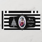 カメオフォトカード付きゴシック風クリスマスツリー シーズンカード (正面/裏面)