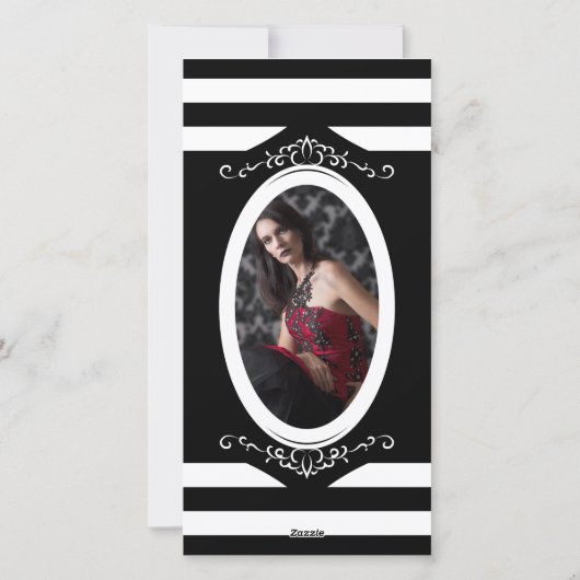 カメオフォトカード付きゴシック風クリスマスツリー シーズンカード (裏面)