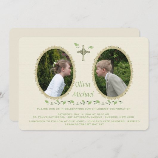 カメオ兄弟姉妹2写真宗教招待状 招待状 (正面/裏面)